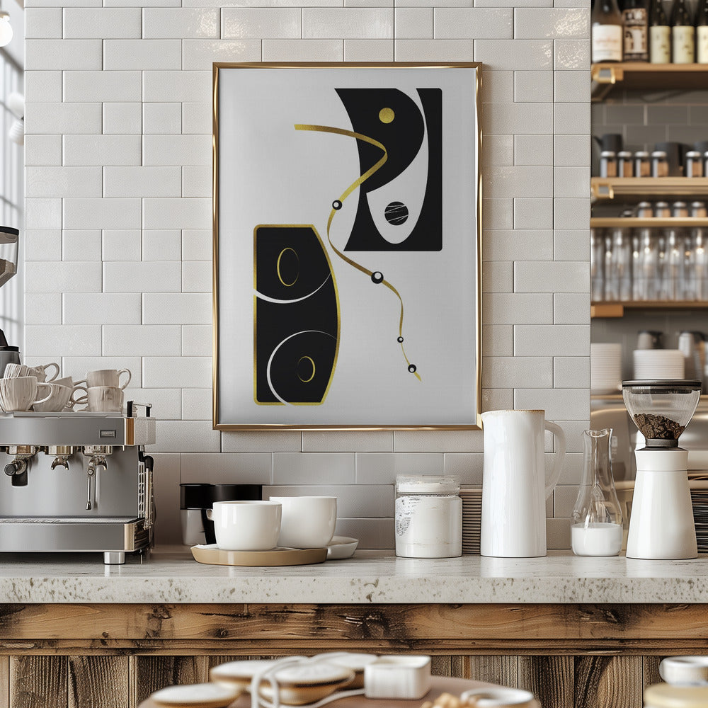 Black & White Abstract No. 2 | gold Poster